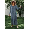 image:imageEkouaer Womens Long Sleeve Nightgown Full Length Sleepwear Long Sleepshirts Henley Sleep Dress  Print Floral Sleep Dress Long Nightgowns Ladies Lounge Dress Soft Floor Length Sleep Shirt Sleep Daily Wear HomeAanavy Flowers