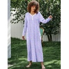 image:imageEkouaer Womens Long Sleeve Nightgown Full Length Sleepwear Long Sleepshirts Henley Sleep Dress  Print Floral Sleep Dress Long Nightgowns Ladies Lounge Dress Soft Floor Length Sleep Shirt Sleep Daily Wear HomeAapurple Flowers