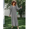 image:imageEkouaer Womens Long Sleeve Nightgown Full Length Sleepwear Long Sleepshirts Henley Sleep Dress  Print Floral Sleep Dress Long Nightgowns Ladies Lounge Dress Soft Floor Length Sleep Shirt Sleep Daily Wear HomeBdark Grey