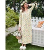 image:imageEkouaer Womens Long Sleeve Nightgown Full Length Sleepwear Long Sleepshirts Henley Sleep Dress  Print Floral Sleep Dress Long Nightgowns Ladies Lounge Dress Soft Floor Length Sleep Shirt Sleep Daily Wear HomeAwhite Flowers