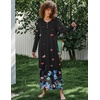 image:imageEkouaer Womens Long Sleeve Nightgown Full Length Sleepwear Long Sleepshirts Henley Sleep Dress  Print Floral Sleep Dress Long Nightgowns Ladies Lounge Dress Soft Floor Length Sleep Shirt Sleep Daily Wear HomeBlack Butterfly