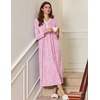 image:imageEkouaer Womens Long Sleeve Nightgown Full Length Sleepwear Long Sleepshirts Henley Sleep Dress  Print Floral Sleep Dress Long Nightgowns Ladies Lounge Dress Soft Floor Length Sleep Shirt Sleep Daily Wear HomeAapink Florals