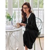 image:imageEkouaer Womens Long Sleeve Nightgown Full Length Sleepwear Long Sleepshirts Henley Sleep Dress  Print Floral Sleep Dress Long Nightgowns Ladies Lounge Dress Soft Floor Length Sleep Shirt Sleep Daily Wear HomeAablack