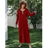 image:imageEkouaer Womens Long Sleeve Nightgown Full Length Sleepwear Long Sleepshirts Henley Sleep Dress  Print Floral Sleep Dress Long Nightgowns Ladies Lounge Dress Soft Floor Length Sleep Shirt Sleep Daily Wear HomeAawine Red