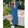 image:imageEkouaer Womens Long Sleeve Nightgown Full Length Sleepwear Long Sleepshirts Henley Sleep Dress  Print Floral Sleep Dress Long Nightgowns Ladies Lounge Dress Soft Floor Length Sleep Shirt Sleep Daily Wear HomeAblue Dog Footprints