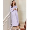 image:imageEkouaer Womens Long Sleeve Nightgown Full Length Sleepwear Long Sleepshirts Henley Sleep Dress  Print Floral Sleep Dress Long Nightgowns Ladies Lounge Dress Soft Floor Length Sleep Shirt Sleep Daily Wear HomeApurple Leaf