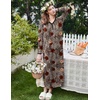 image:imageEkouaer Womens Long Sleeve Nightgown Full Length Sleepwear Long Sleepshirts Henley Sleep Dress  Print Floral Sleep Dress Long Nightgowns Ladies Lounge Dress Soft Floor Length Sleep Shirt Sleep Daily Wear HomeAbrown Leopard Print