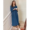 image:imageEkouaer Womens Long Sleeve Nightgown Full Length Sleepwear Long Sleepshirts Henley Sleep Dress  Print Floral Sleep Dress Long Nightgowns Ladies Lounge Dress Soft Floor Length Sleep Shirt Sleep Daily Wear HomeAanavy