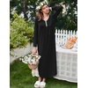 image:imageEkouaer Womens Long Sleeve Nightgown Full Length Sleepwear Long Sleepshirts Henley Sleep Dress  Print Floral Sleep Dress Long Nightgowns Ladies Lounge Dress Soft Floor Length Sleep Shirt Sleep Daily Wear HomeAablack