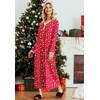 image:imageEkouaer Womens Long Sleeve Nightgown Full Length Sleepwear Long Sleepshirts Henley Sleep Dress  Print Floral Sleep Dress Long Nightgowns Ladies Lounge Dress Soft Floor Length Sleep Shirt Sleep Daily Wear HomeZchristmas Print 2