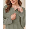 image:imageEkouaer Womens Pajama sets Long Sleeve Cozy 2 Piece Matching Lounge Set  Comfy nonitchy ribbed knit pjs henley neck drop shoulder loose fit elastic waist pants with pockets fall pjs great giftOlive Green