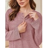 image:imageEkouaer Womens Pajama sets Long Sleeve Cozy 2 Piece Matching Lounge Set  Comfy nonitchy ribbed knit pjs henley neck drop shoulder loose fit elastic waist pants with pockets fall pjs great giftDusty Rose