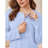 image:imageEkouaer Womens Pajama sets Long Sleeve Cozy 2 Piece Matching Lounge Set  Comfy nonitchy ribbed knit pjs henley neck drop shoulder loose fit elastic waist pants with pockets fall pjs great giftBaby Blue