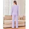 image:imageEkouaer Womens Pajama sets Long Sleeve Cozy 2 Piece Matching Lounge Set  Comfy nonitchy ribbed knit pjs henley neck drop shoulder loose fit elastic waist pants with pockets fall pjs great giftLavender