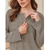 image:imageEkouaer Womens Pajama sets Long Sleeve Cozy 2 Piece Matching Lounge Set  Comfy nonitchy ribbed knit pjs henley neck drop shoulder loose fit elastic waist pants with pockets fall pjs great giftTaupe