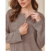 image:imageEkouaer Womens Pajama sets Long Sleeve Cozy 2 Piece Matching Lounge Set  Comfy nonitchy ribbed knit pjs henley neck drop shoulder loose fit elastic waist pants with pockets fall pjs great giftBrown