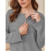 image:imageEkouaer Womens Pajama sets Long Sleeve Cozy 2 Piece Matching Lounge Set  Comfy nonitchy ribbed knit pjs henley neck drop shoulder loose fit elastic waist pants with pockets fall pjs great giftLight Heather Grey