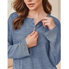 image:imageEkouaer Womens Pajama sets Long Sleeve Cozy 2 Piece Matching Lounge Set  Comfy nonitchy ribbed knit pjs henley neck drop shoulder loose fit elastic waist pants with pockets fall pjs great giftDusty Blue