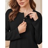 image:imageEkouaer Womens Pajama sets Long Sleeve Cozy 2 Piece Matching Lounge Set  Comfy nonitchy ribbed knit pjs henley neck drop shoulder loose fit elastic waist pants with pockets fall pjs great giftBlack