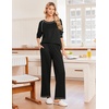 image:imageEkouaer Womens Pajamas Long Sleeve Pjs Soft Loungewear 2 Piece Lounge Sets  Loose Pants with PocketsComfy Fall Winter SleepwearBlack