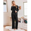 image:imageEkouaer Womens Pajamas Long Sleeve Pjs Soft Loungewear 2 Piece Lounge Sets  Loose Pants with PocketsComfy Fall Winter SleepwearBlack