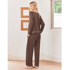 image:imageEkouaer Womens Pajamas Long Sleeve Pjs Soft Loungewear 2 Piece Lounge Sets  Loose Pants with PocketsComfy Fall Winter SleepwearBrown