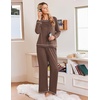 image:imageEkouaer Womens Pajamas Long Sleeve Pjs Soft Loungewear 2 Piece Lounge Sets  Loose Pants with PocketsComfy Fall Winter SleepwearBrown