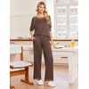 image:imageEkouaer Womens Pajamas Long Sleeve Pjs Soft Loungewear 2 Piece Lounge Sets  Loose Pants with PocketsComfy Fall Winter SleepwearBrown