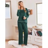 image:imageEkouaer Womens Pajamas Long Sleeve Pjs Soft Loungewear 2 Piece Lounge Sets  Loose Pants with PocketsComfy Fall Winter SleepwearGreen