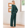 image:imageEkouaer Womens Pajamas Long Sleeve Pjs Soft Loungewear 2 Piece Lounge Sets  Loose Pants with PocketsComfy Fall Winter SleepwearGreen