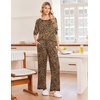 image:imageEkouaer Womens Pajamas Long Sleeve Pjs Soft Loungewear 2 Piece Lounge Sets  Loose Pants with PocketsComfy Fall Winter SleepwearLeopard