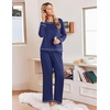 image:imageEkouaer Womens Pajamas Long Sleeve Pjs Soft Loungewear 2 Piece Lounge Sets  Loose Pants with PocketsComfy Fall Winter SleepwearNavy