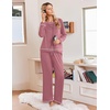 image:imageEkouaer Womens Pajamas Long Sleeve Pjs Soft Loungewear 2 Piece Lounge Sets  Loose Pants with PocketsComfy Fall Winter SleepwearOld Rose