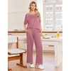 image:imageEkouaer Womens Pajamas Long Sleeve Pjs Soft Loungewear 2 Piece Lounge Sets  Loose Pants with PocketsComfy Fall Winter SleepwearOld Rose