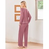 image:imageEkouaer Womens Pajamas Long Sleeve Pjs Soft Loungewear 2 Piece Lounge Sets  Loose Pants with PocketsComfy Fall Winter SleepwearOld Rose