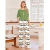 image:imageEkouaer Womens Pajamas Long Sleeve Pjs Soft Loungewear 2 Piece Lounge Sets  Loose Pants with PocketsComfy Fall Winter SleepwearOmbre Green