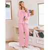 image:imageEkouaer Womens Pajamas Long Sleeve Pjs Soft Loungewear 2 Piece Lounge Sets  Loose Pants with PocketsComfy Fall Winter SleepwearPink