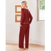 image:imageEkouaer Womens Pajamas Long Sleeve Pjs Soft Loungewear 2 Piece Lounge Sets  Loose Pants with PocketsComfy Fall Winter SleepwearRed
