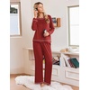 image:imageEkouaer Womens Pajamas Long Sleeve Pjs Soft Loungewear 2 Piece Lounge Sets  Loose Pants with PocketsComfy Fall Winter SleepwearRed