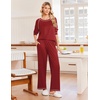 image:imageEkouaer Womens Pajamas Long Sleeve Pjs Soft Loungewear 2 Piece Lounge Sets  Loose Pants with PocketsComfy Fall Winter SleepwearRed