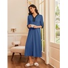 image:imageEkouaer Womens Zipper Robe 34 Sleeves Housecoat Full Length NightgownAnavy