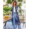 image:imageEkouaer Womens Zipper Robe 34 Sleeves Housecoat Full Length NightgownBlue Ethnic Floral