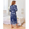 image:imageEkouaer Womens Zipper Robe 34 Sleeves Housecoat Full Length NightgownBlue Ethnic Floral