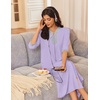 image:imageEkouaer Womens Zipper Robe 34 Sleeves Housecoat Full Length NightgownLavender