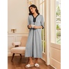 image:imageEkouaer Womens Zipper Robe 34 Sleeves Housecoat Full Length NightgownLight Gray