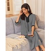 image:imageEkouaer Womens Zipper Robe 34 Sleeves Housecoat Full Length NightgownMid Gray