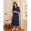 image:imageEkouaer Womens Zipper Robe 34 Sleeves Housecoat Full Length NightgownNavy Blue