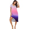 image:imageEkouaer Nightgowns for Women Short Sleeve Night Gowns Plus Size Night Shirt  Loungewear Plus Size Night ShirtSoft Sleep ShirtCasual Night dress for SleepingDaily WearTie Dye White  Blue
