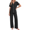 image:imageEkouaer Pajamas for Women Set Button Up Soft Pjs Short Sleeve Lounge Sets  Cute Ruffle SleeveNotch CollarSide PocketsComfy Lightweight FabricIdeal for Daily WearPostpartumPartyBlack