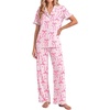 image:imageEkouaer Pajamas for Women Set Button Up Soft Pjs Short Sleeve Lounge Sets  Cute Ruffle SleeveNotch CollarSide PocketsComfy Lightweight FabricIdeal for Daily WearPostpartumPartyPink Stripes Bow